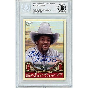 Billy Sims Signed Upper Deck Goodwin Champions Football Card Beckett Autographed